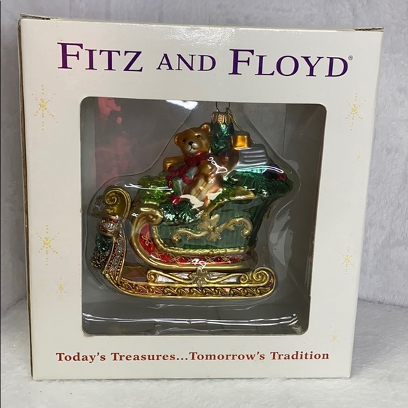 Fitz and Floyd Vintage X-mas Sleigh W/Toy Bag